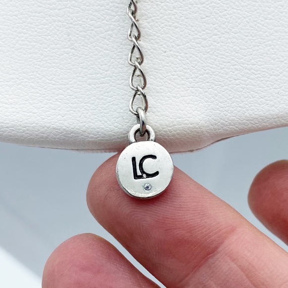 Liz Claiborne Silver Tone Tear Drop w/Rhinestones Statement Necklace - Picture 4 of 11